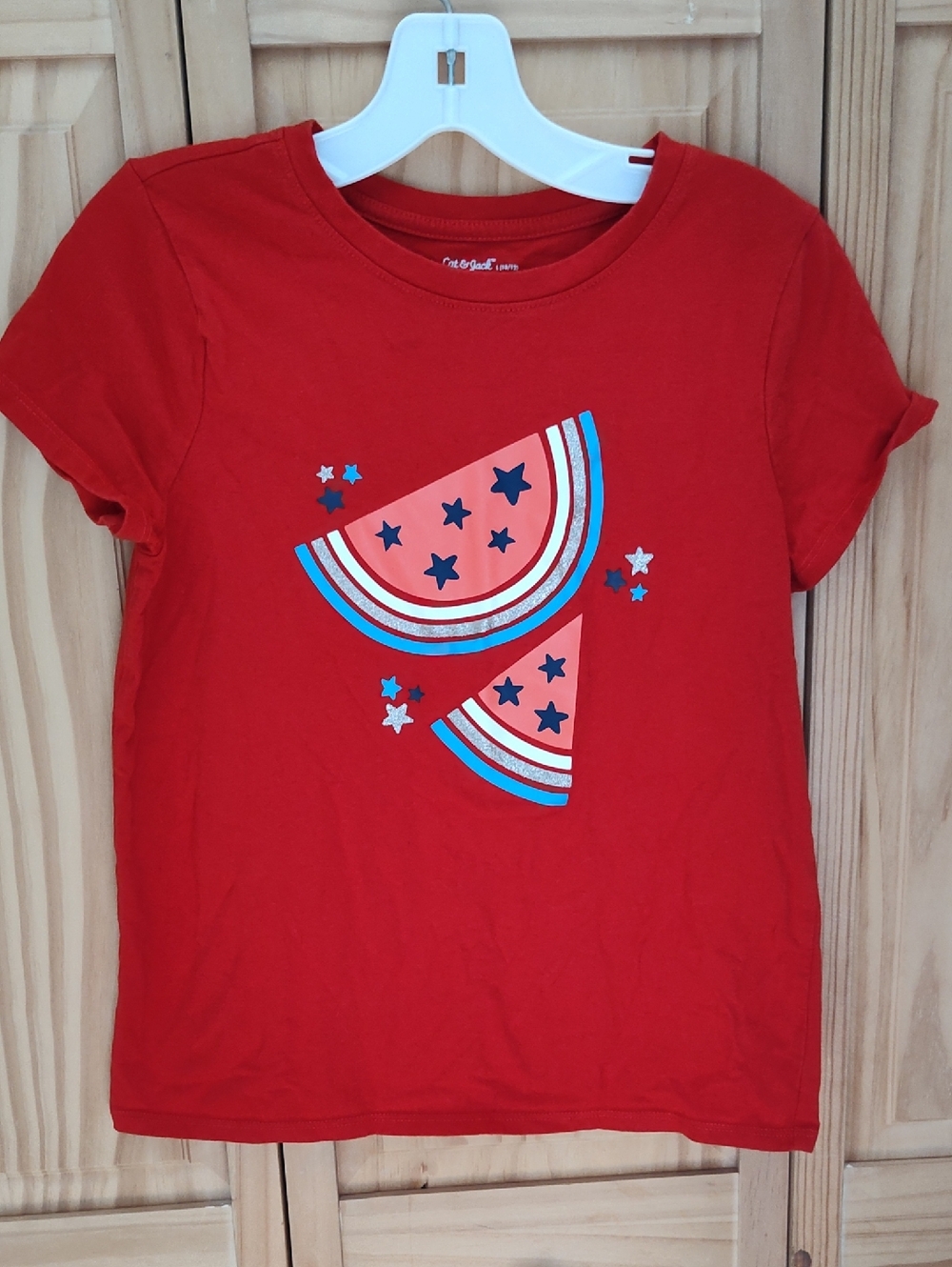 Cat & Jack Red Watermelon Slice Graphic Tee, Sz L 10/12